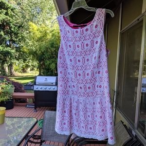 Lace overlay pink dress